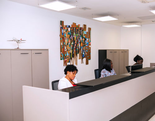 Rental office reception, GACC Building, Accra